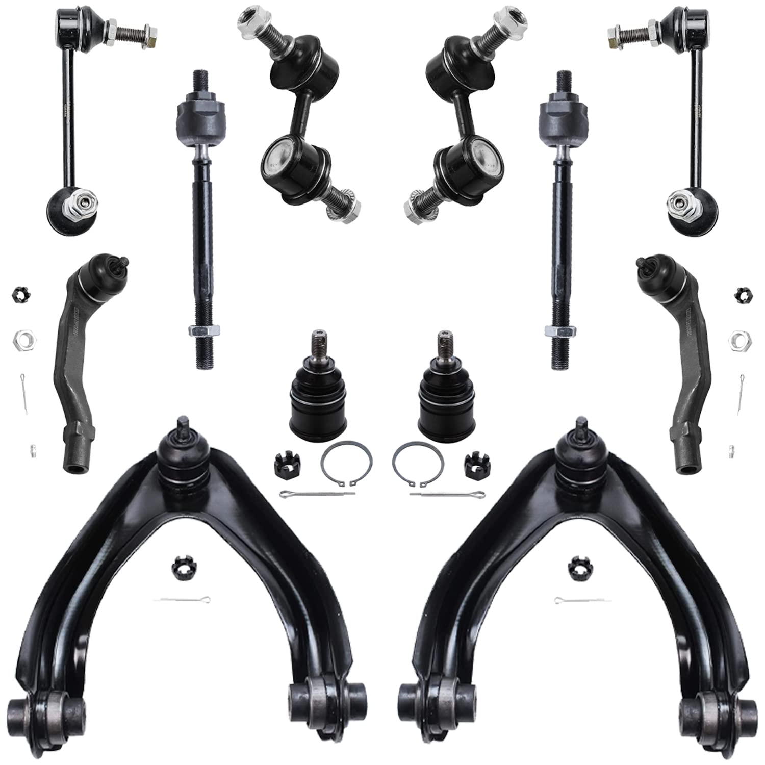 Detroit Axle - 12pc Front End Suspension Kit for 1997-2001 Honda CR-V 2 Upper Control Arms w/Ball Joints 2 Lower Ball Joints 4 Inner &amp; Outer Tie Rods 4 Front Rear Sway Bars 1998 1999 2000 Replacement