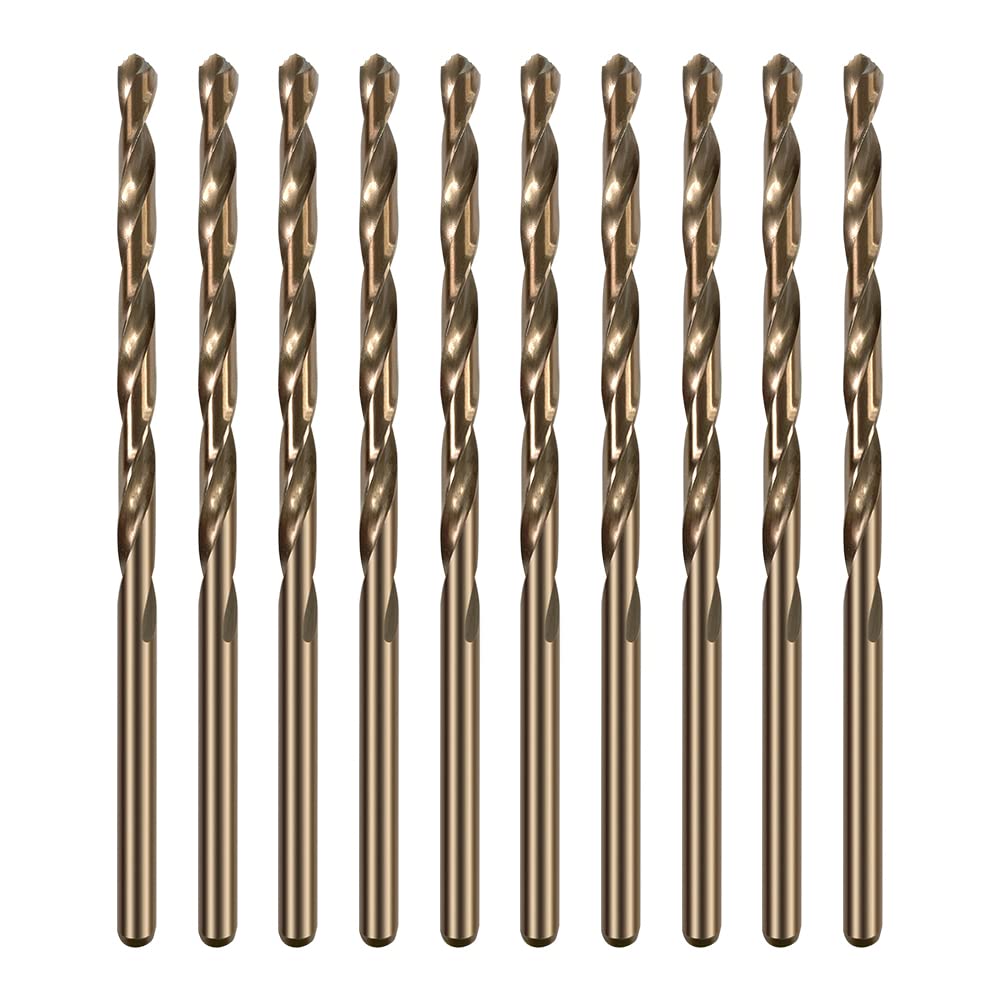 HUAZHICHUN 10PCS Size 2.1mm,M42 8% Cobalt,Titanium Drill bits,Metric Drill Set,HSS Drill Bit Set for Metal,Steel,Aluminum Alloy,Wood,Plastic
