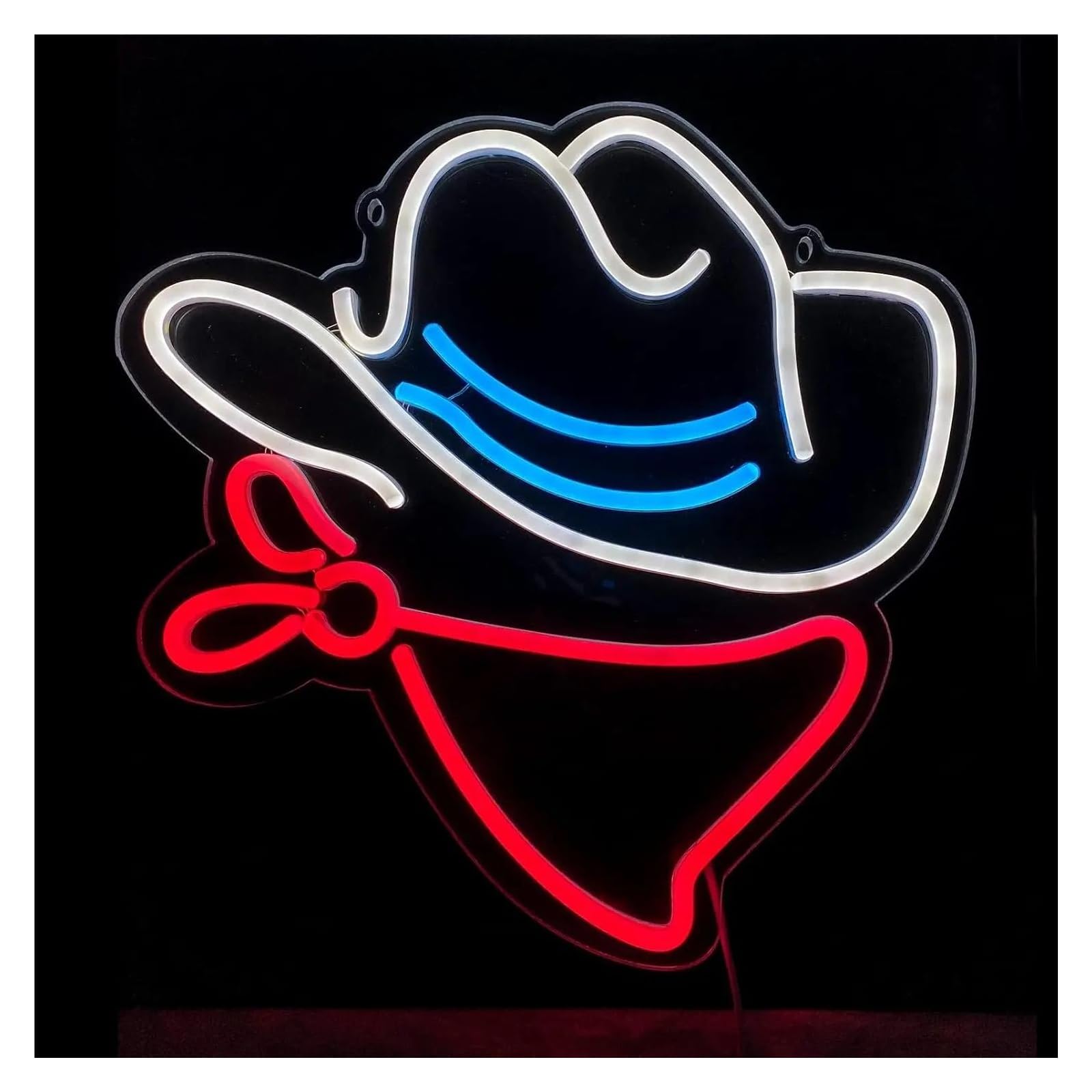 LEMST Signs Lamp Cowboy Hat Neon Lights USB Powered Adjustable Brightness Hat Neon Lights, Suitable for Wall Hanging Decor 35cmx35cm