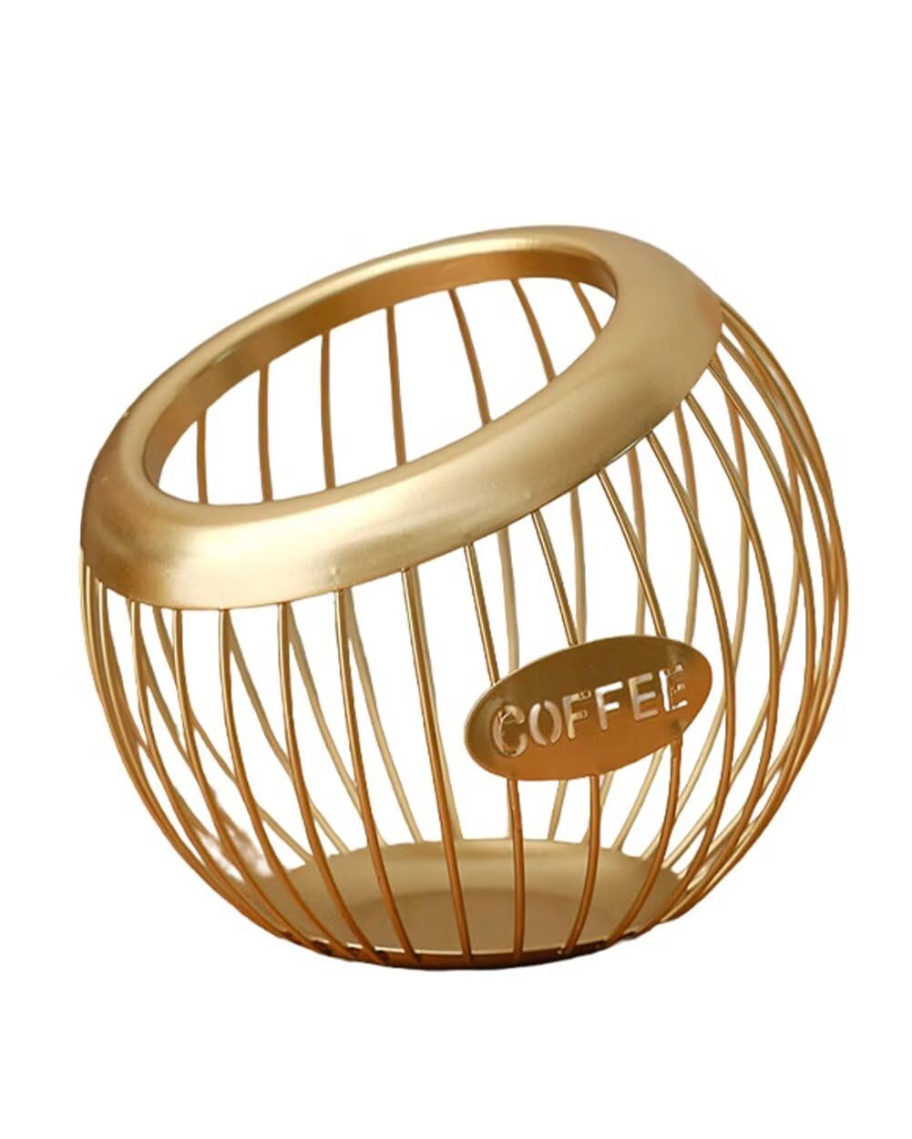 Coffee Pod Holder Large Capacity Coffee Pod Storage Metal Kitchen Countertop Organizer for Home Office Gold A