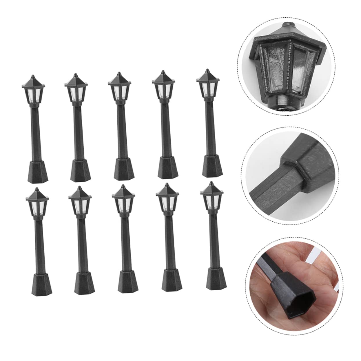 MUSISALY Micro Landscape Decor Set 10pcs Mini Street Lights Resin Crafts Vivid Lamp Post Shape
