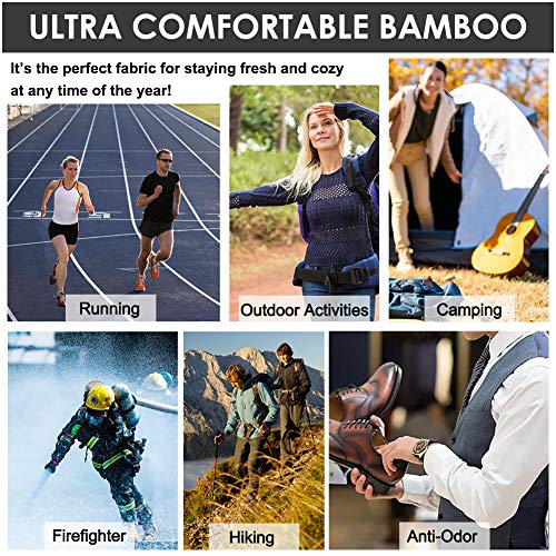 Sunew Mens Black Bamboo Socks, Mens Athletic Business Casual Mid Calf Wick Dry Socks, Full Cushioned Sole Anti Slip Home Indoor Fitness Hiking Trekking Running Socks,3 Pack Black L #TOP5