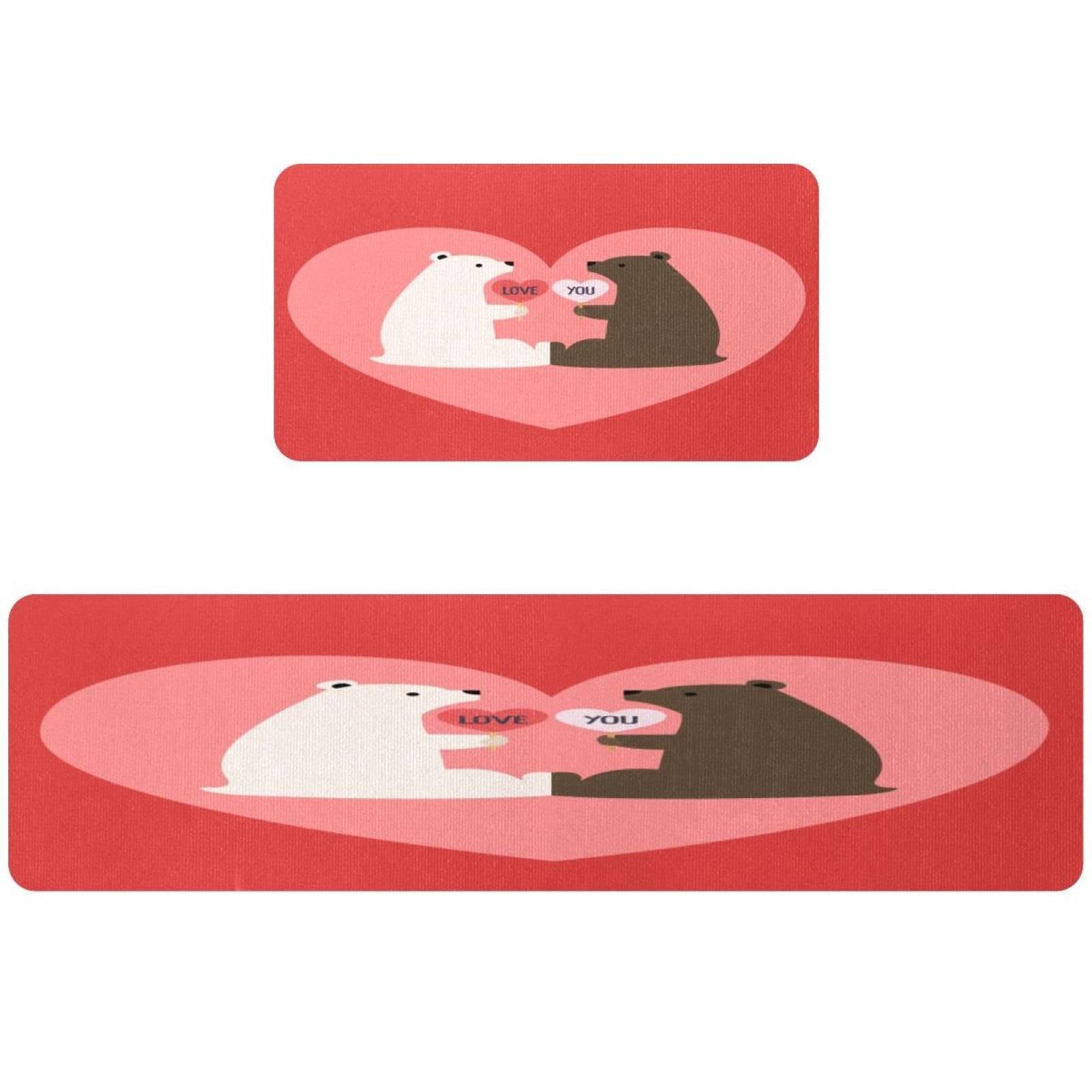 Alfombrillas de cocina lavables y antideslizantes pack de 2 alfombras absorbentes con osos marrones