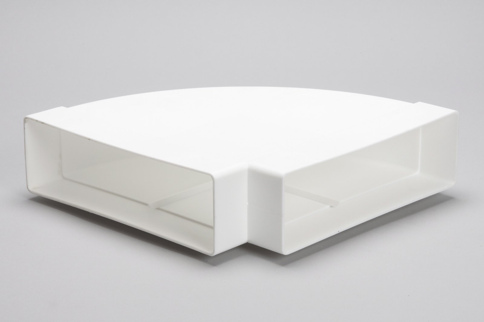 Naplesuk White 204Mm X 60Mm Rectangular Flat Channel Ducting 90º Horizontal Bend - Plastic