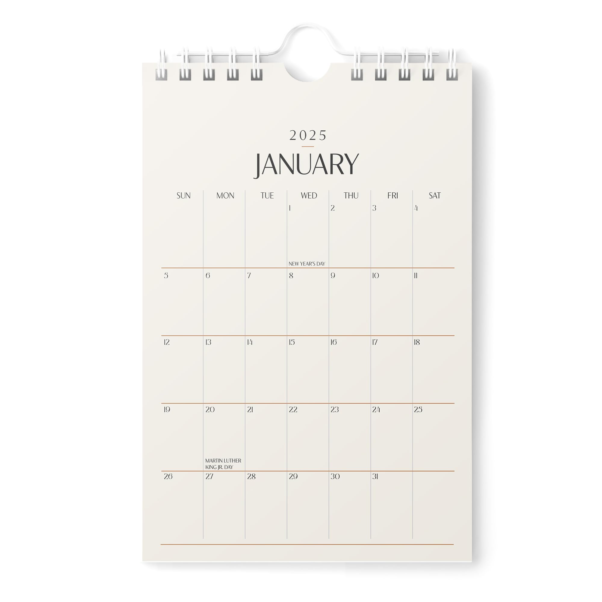 Karto Mini Wall Calendar 2025 - Vertical 6x9 inch Runs Until June 2026 - Small, Versatile and Easy Planning with the Aesthetic Desk Monthly Calendar - Beige