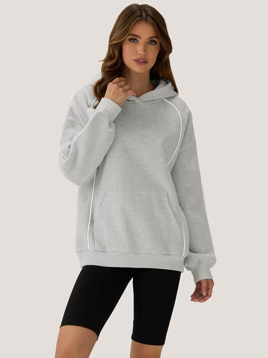 ZAFUL Womens Seam Oversized Hoodies Fleece Comfy Sweatshirts Fall Fashion Casual Pullover Tops 2025 Winter Clothes - Image 2