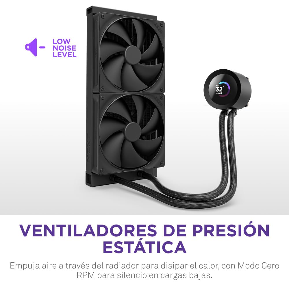 NZXT Kraken Plus 280 – Refrigeración líquida AIO para CPU – Radiador de 280 mm – 2 Ventiladores F140P – Pantalla LCD Cuadrada de 1,54" – AMD® AM5, AM4 – Intel® LGA 1851/1700, 1200/115X – Negro — view 6