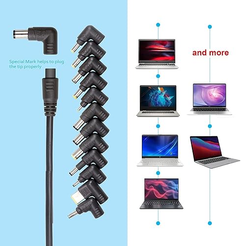 Miniatura 8 de Cargador universal para laptop de 90 W, adaptador de CA delgado con puerto USB para teléfonos móviles | Tablet compatible con Dell Lenovo Toshiba