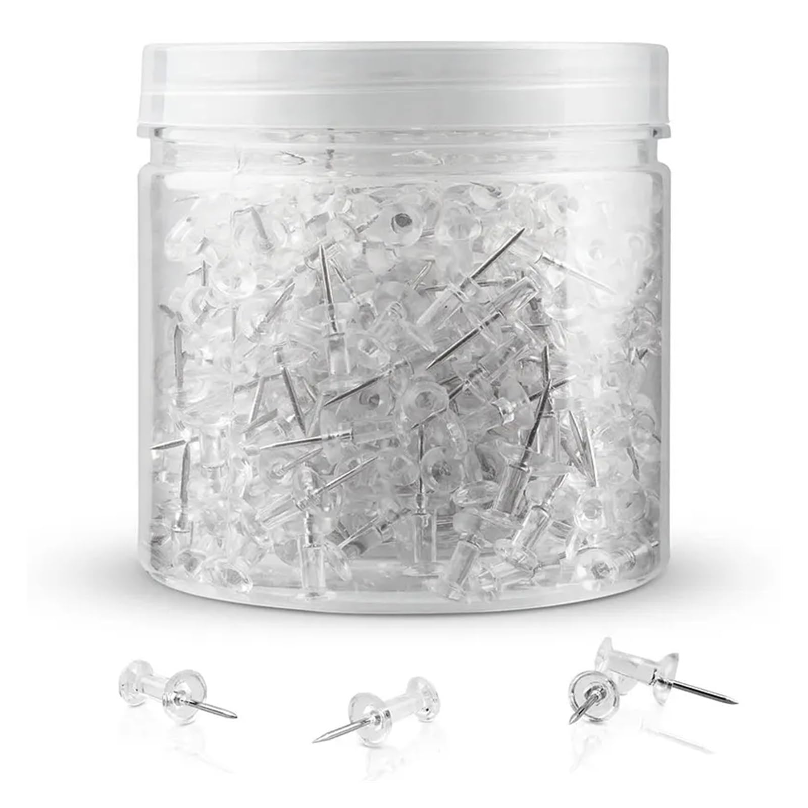 Pushpins 200PCS Push Pins Clear Multicolor Plastic Head Thumb Tacks For Bulletin Board Corkboard Office Photo DIY Craft Projects(Clear)