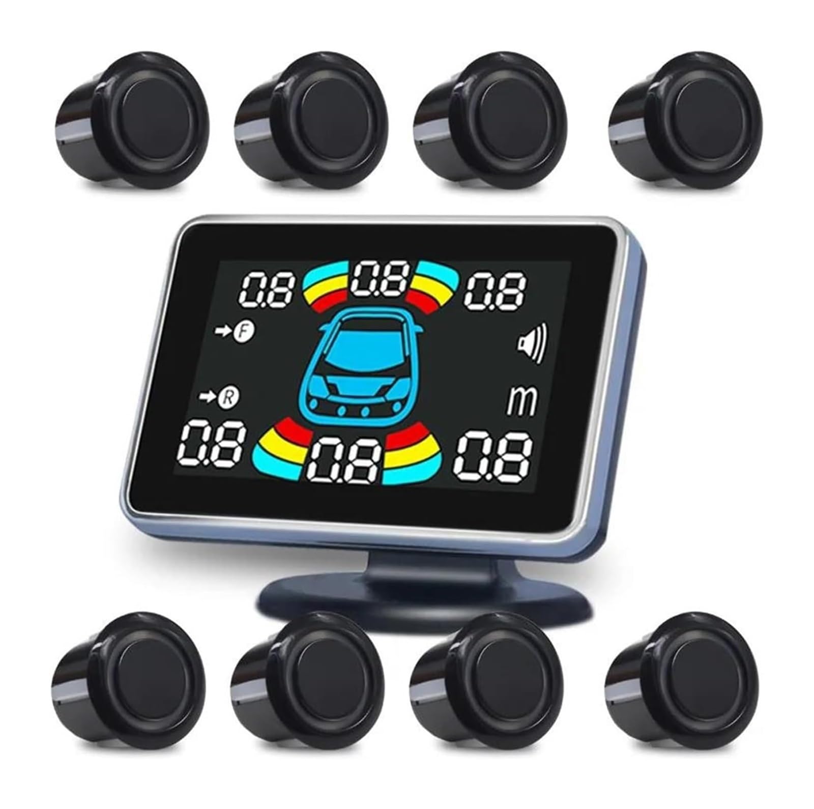 Radar Retromarcia Posteriore Per Auto 8 Sensori Parcheggio Rilevatore Elettronico Per Kit Assistenza Alla Cicalino Sensori Parcheggio Auto(Nero)