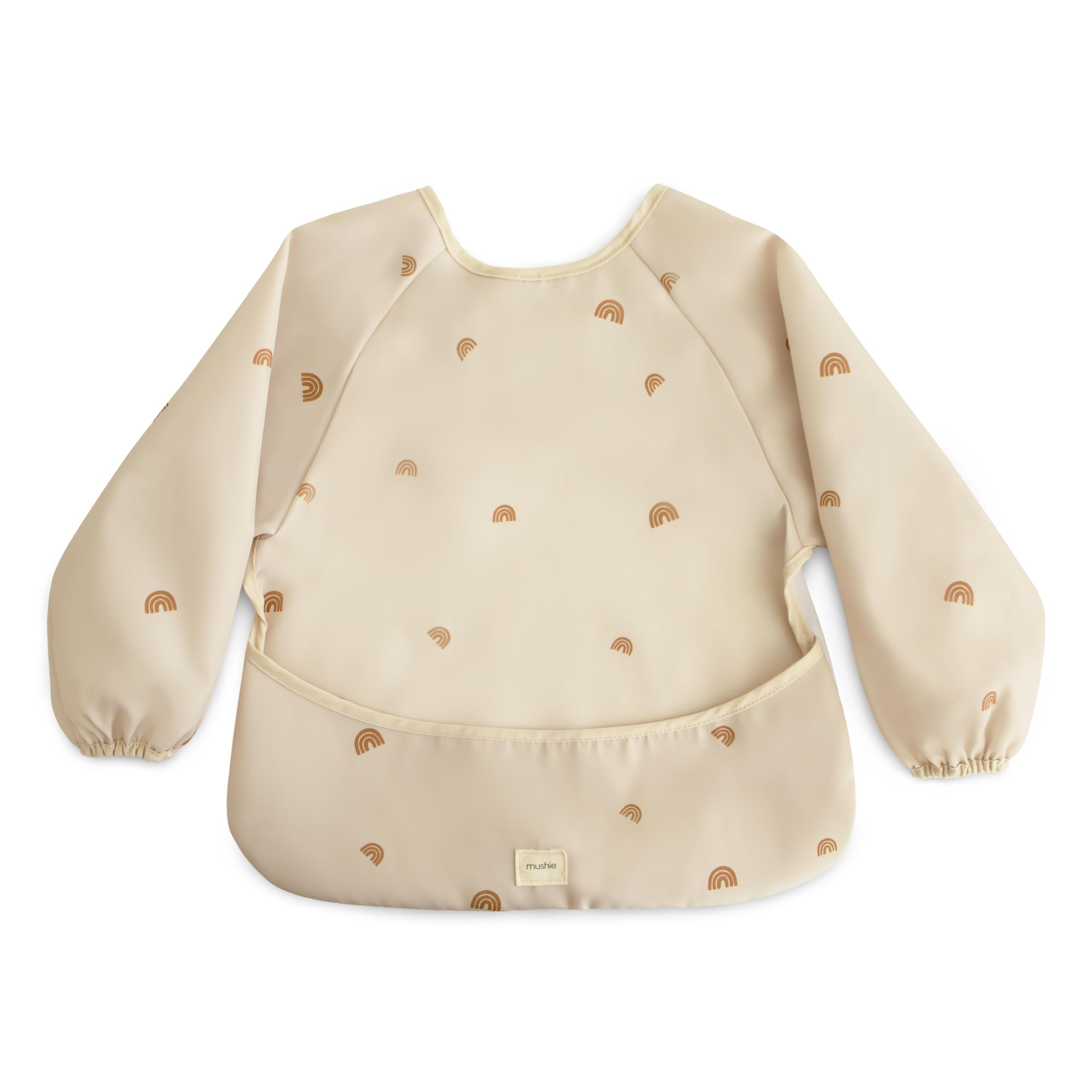 mushie Long Sleeve Baby Bib | Water Resistant Adjustable Fit for Ages 6-24 Months