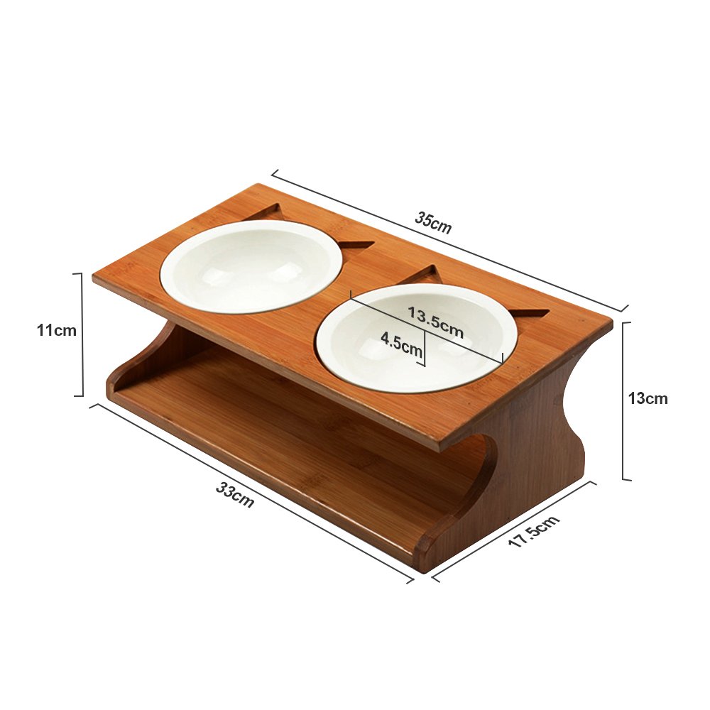 Amazon | 【小型 犬 猫 ペット用フードボウル】ペット食器台 自然木製