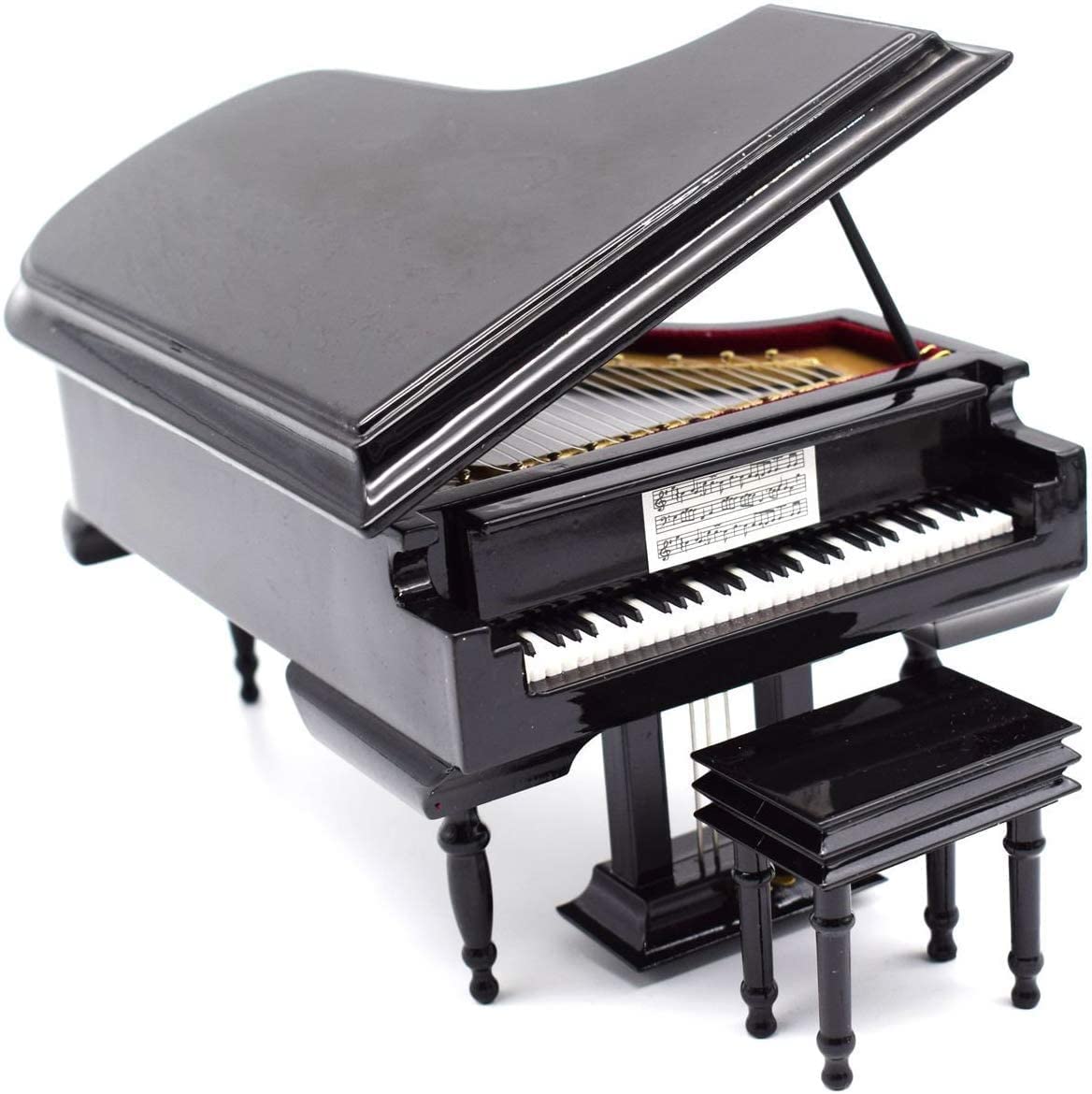 SHTWX Piano Music Box with Bench and Black Case Musical Boxes Gift for Christmas/Birthday/Valentine's Day, Melody For Elise (Black)