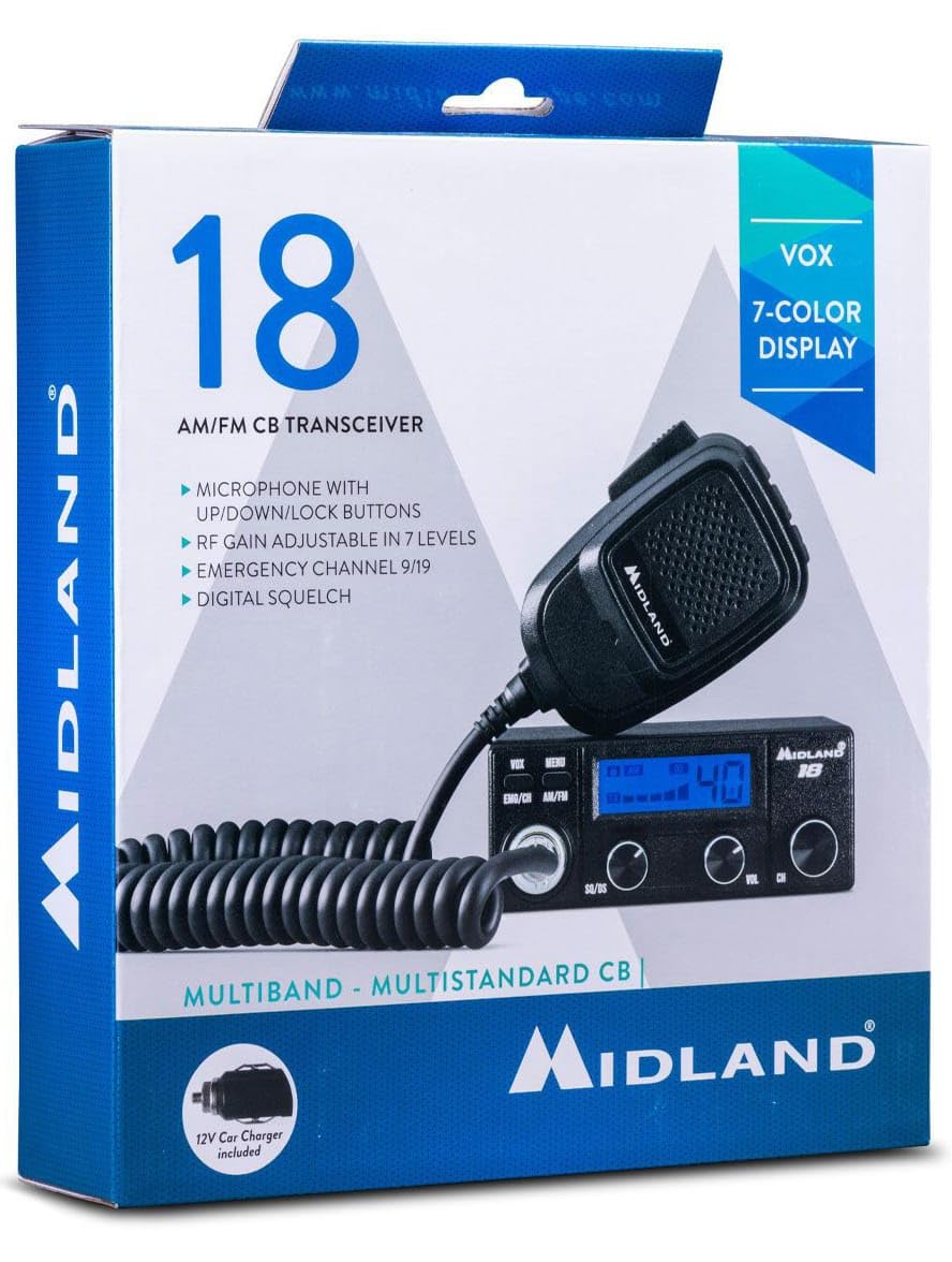 Midland 18 Ricetransmisor CB Vehículo st diseñado para ofrecer un Rendimiento Superior en un Formato más pequeño y Conveniente, sin comprometer la Calidad y Las características Premium.