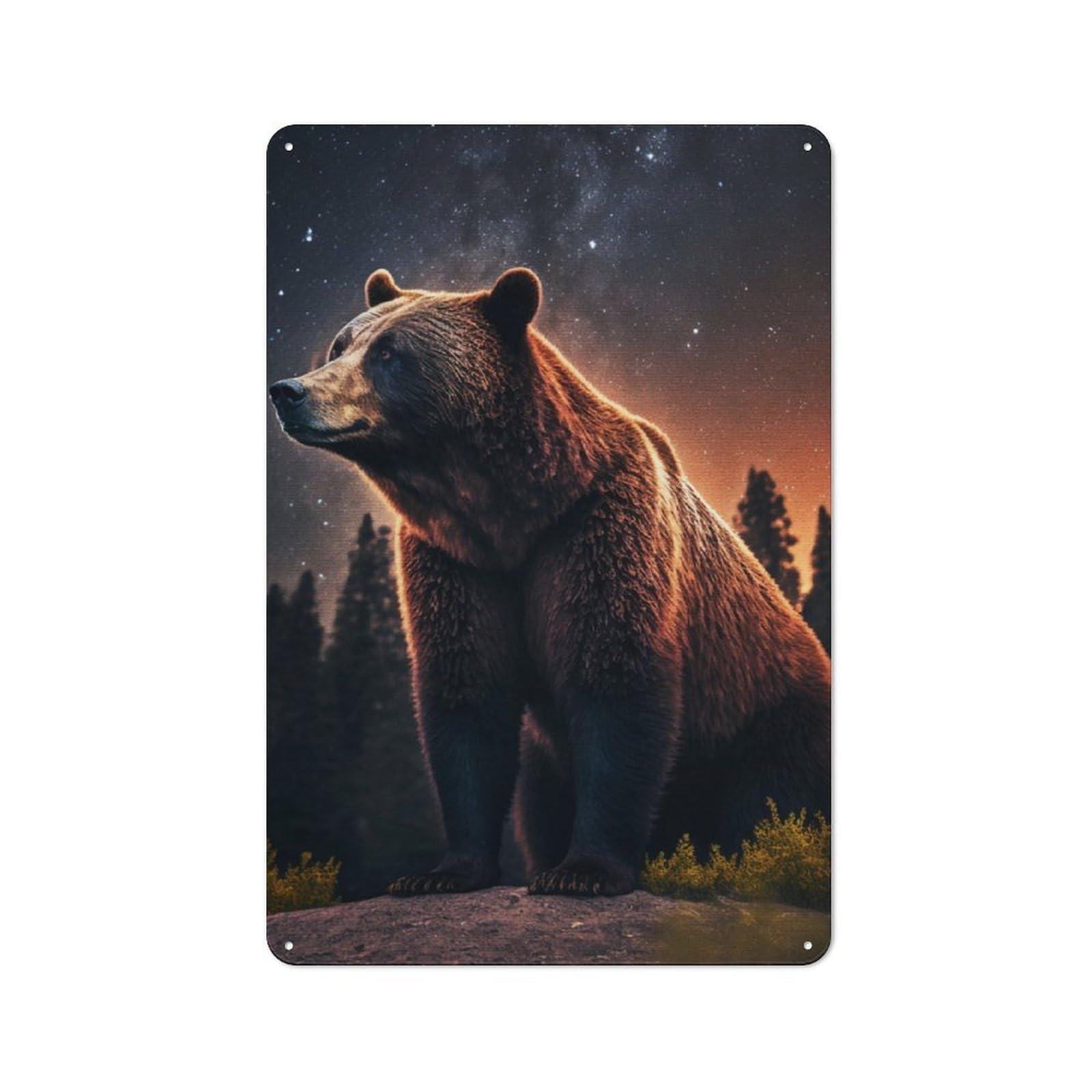 Junmoney Bear In The Jungle Metal Wall Sign 30X20cm Featuring For Home Bar Wall, Suited To Bar Sign Collectors