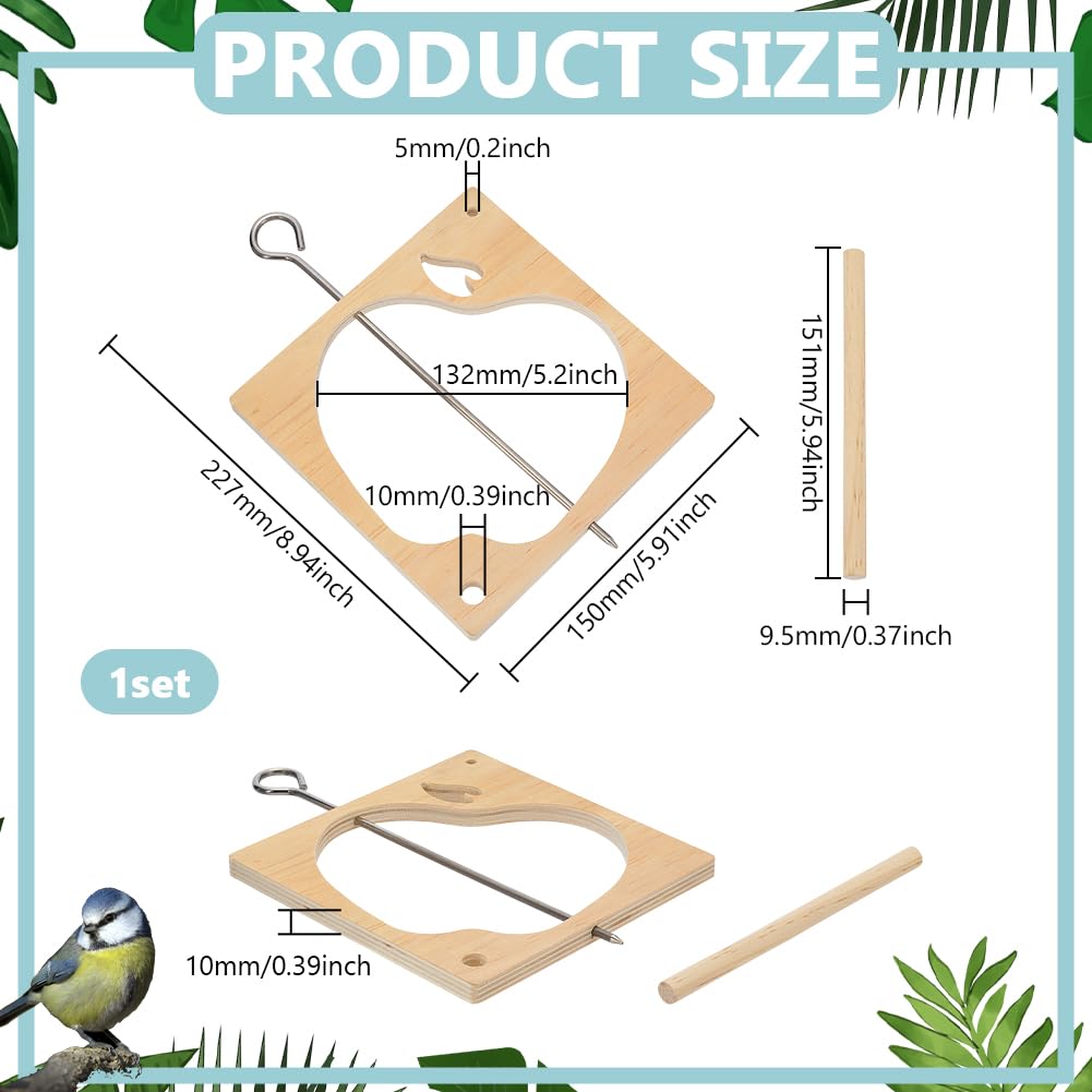 FINGERINSPIRE Apple Shape Wooden Hanging Birds Feeder 227x150x10mm Fruit Holder Feeder Rustic Birdhouse with 1 Perches Perfect for Garden Backyard and Patio for Bird Watching Enthusiasts - Image 2
