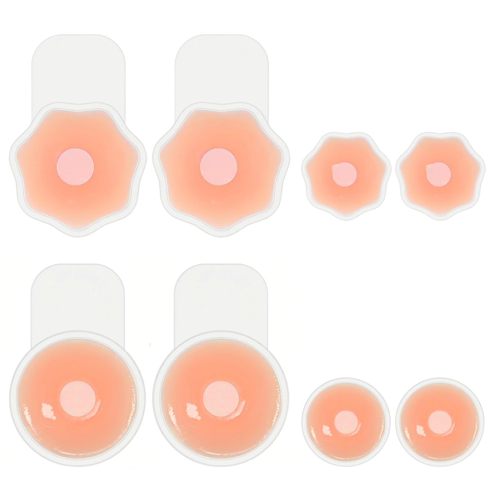 4 Pairs Silicone Adhesive Covers for Women – Reusable Invisible Strapless Bra Alternative with Light Support, Seamless Under Backless & Strapless Outfits