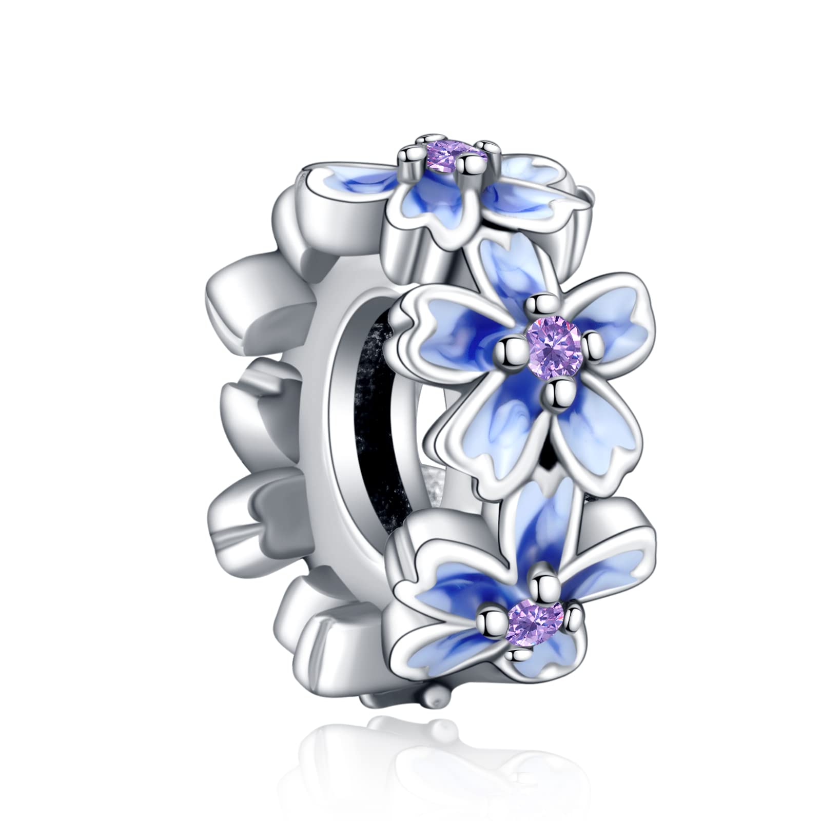 Annmors 925 Sterling Silver Clips Distanziatore Catena di Sicurezza Ferma Ciondoli Ciondolo in Vetro di Murano per Donna Bracciale Collana Gioielli Regalo