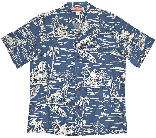 Woodcut Hawaiian Men's Hawaiian Aloha Cotton Shirt