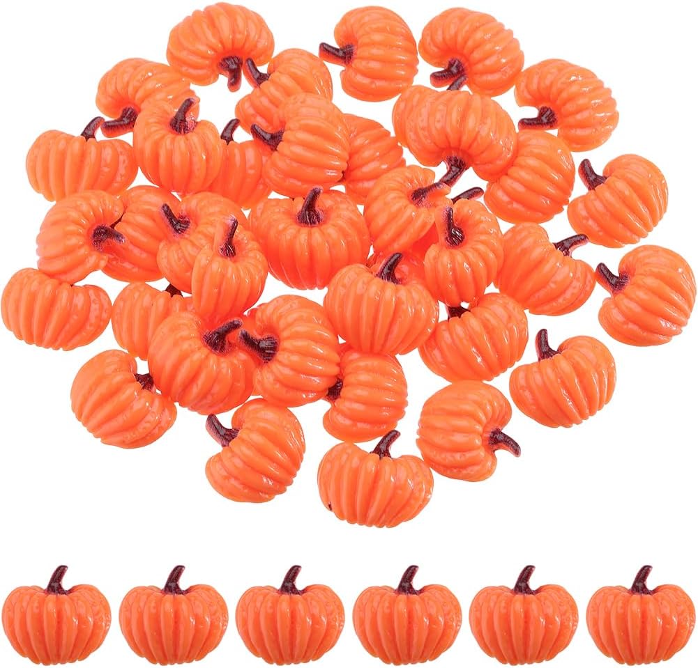 SUNNYCLUE 1 Box 80Pcs Halloween Resin Charms Pumpkin Charms Cartoon Fall Theme Orange Pumpkins Flatback Cabochons Bulk for Jewelry Making Scrapbooking Embellishments Cell Phone Case Diy Craft Supplies