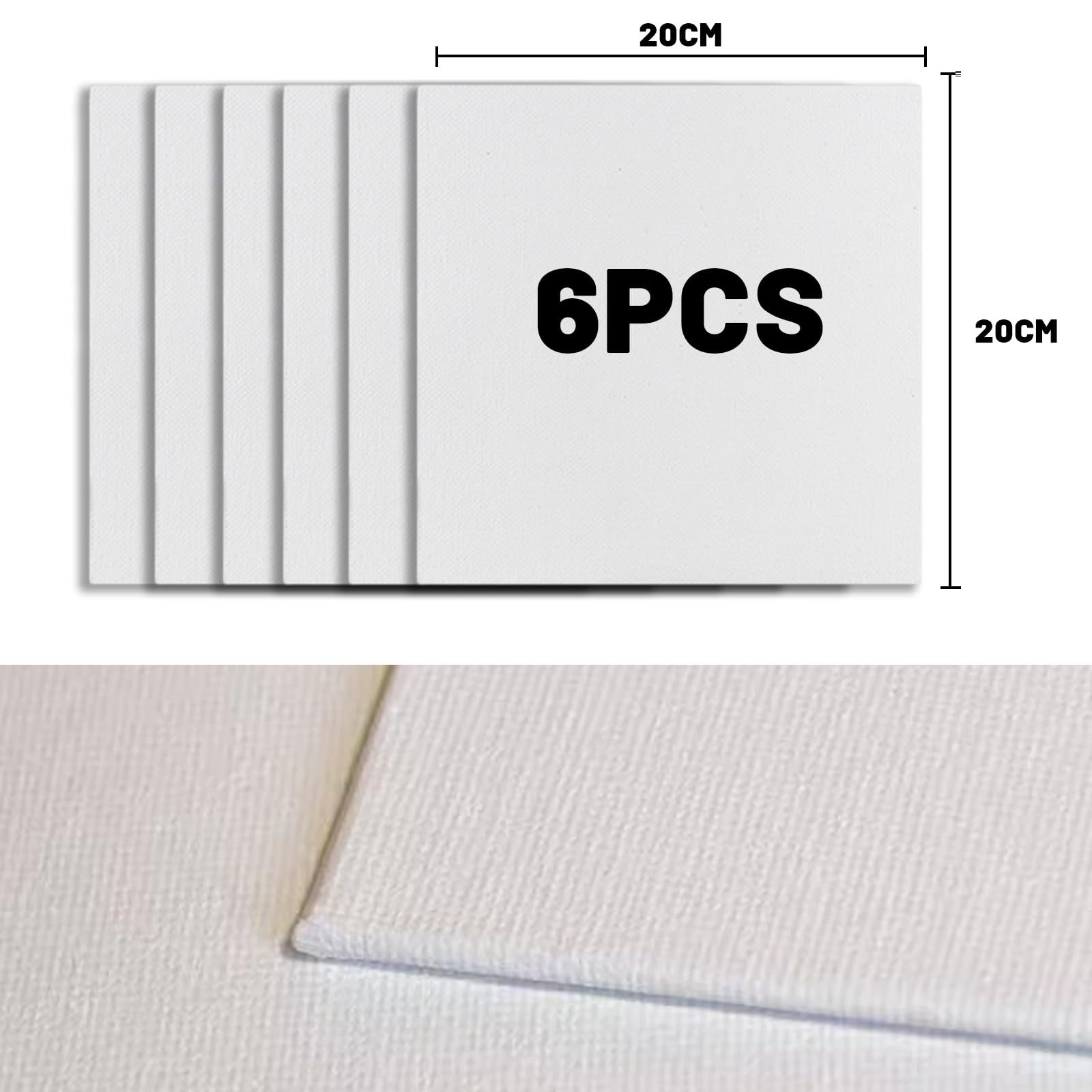 Set 6 Tele Per Pittura In Cotone - Tele Bianche Con Cornice In Legno, Misure Assortite