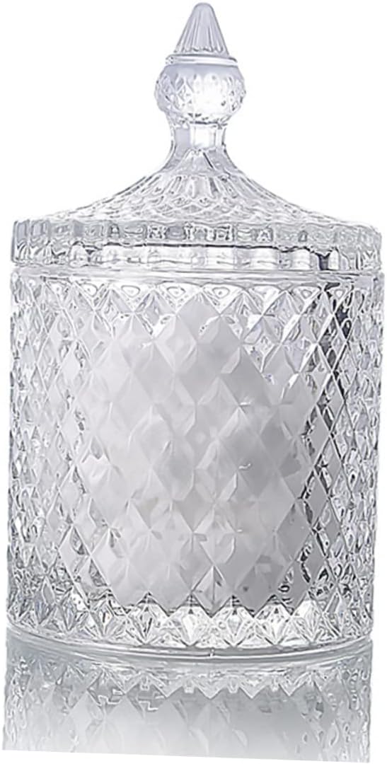 2pcs Glass Candy Snack Storage Jar Toothpick Swab Cylinder Design Home Store Decorative