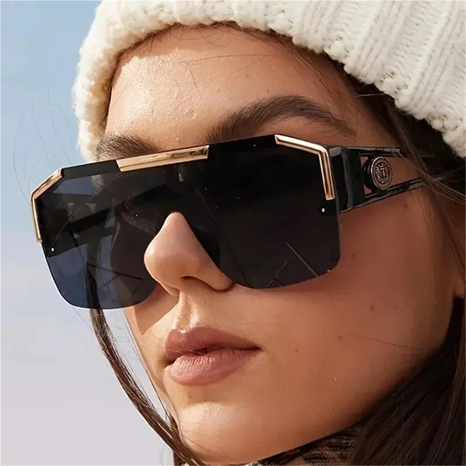 Occhiali da sole quadrati grandi blu retrò donna