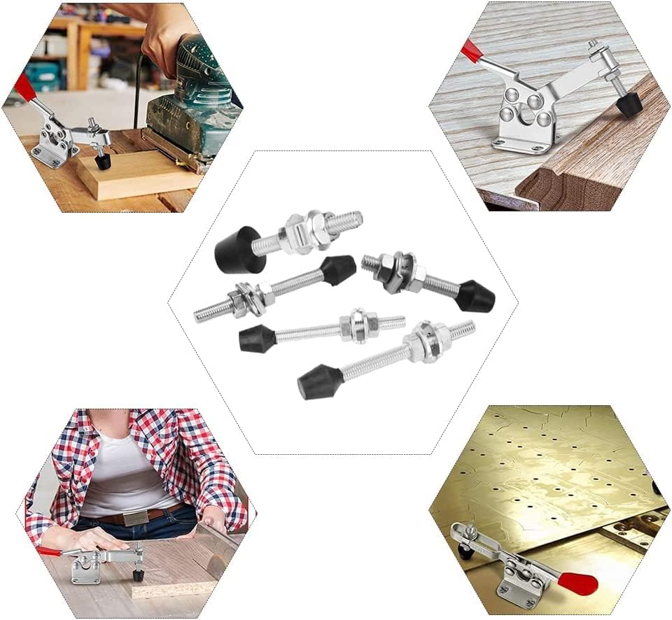 Miniatura 6 de Auniwaig M10x120mm Abrazaderas de palanca 4.72 pulgadas Acero al carbono Tornillo Asamblea Zinc Plateado Negro 2pcs