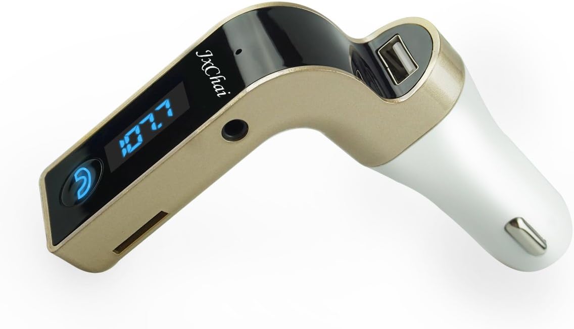 Car Bluetooth FM Transmitter, Car Adapter/Mp3 for Hands-Free Calling, Voltage Monitor, Music Controls-JXCHAI