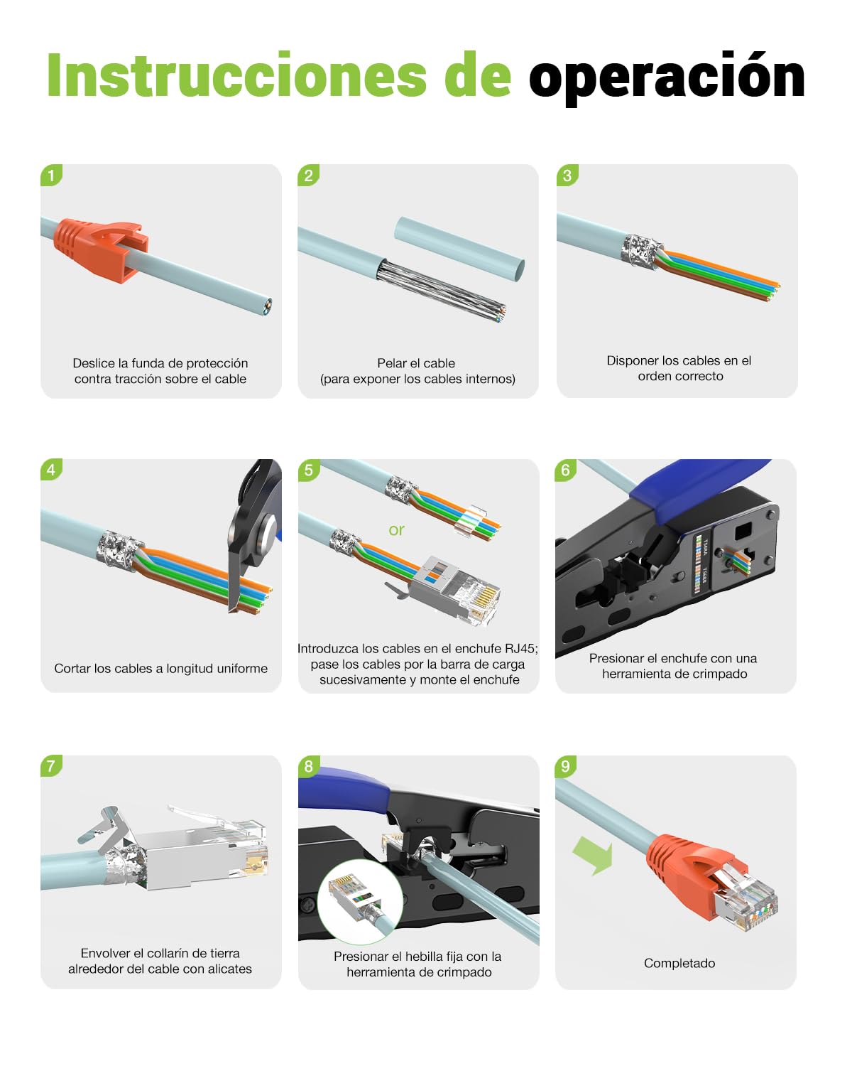 30 Unidades RJ45 Conector CAT 7 Pass Through, 10Gbps/600MHz, Dorado Conectores RJ45 CAT7 CAT6A, Conector LAN POE Para Cable de Instalación, Blindado Con Ayuda de Enhebrado y Protección