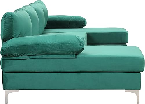 Miniatura 7 de Casa Andrea Milano Sofá seccional grande moderno de la forma de U de la tela del terciopelo, sofá doble extra ancho de la tumbona, trébol