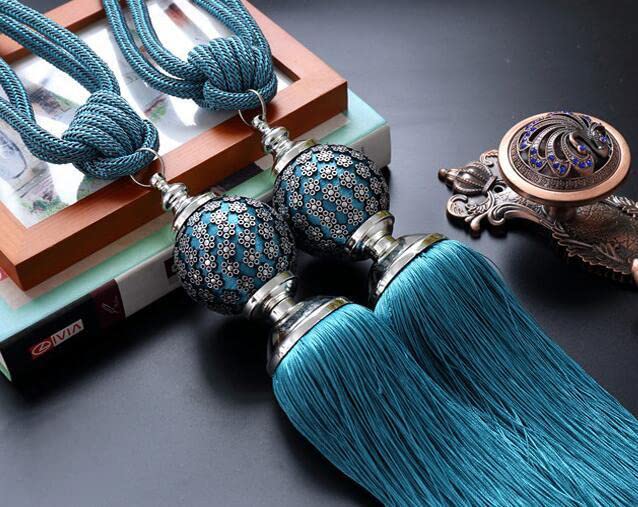 Luxe décoration de la Maison fenêtre Clips Accessoires Suspendus Ceinture Boule Rideau Sangle Gland Attache Embrasse Boucle-Bleu