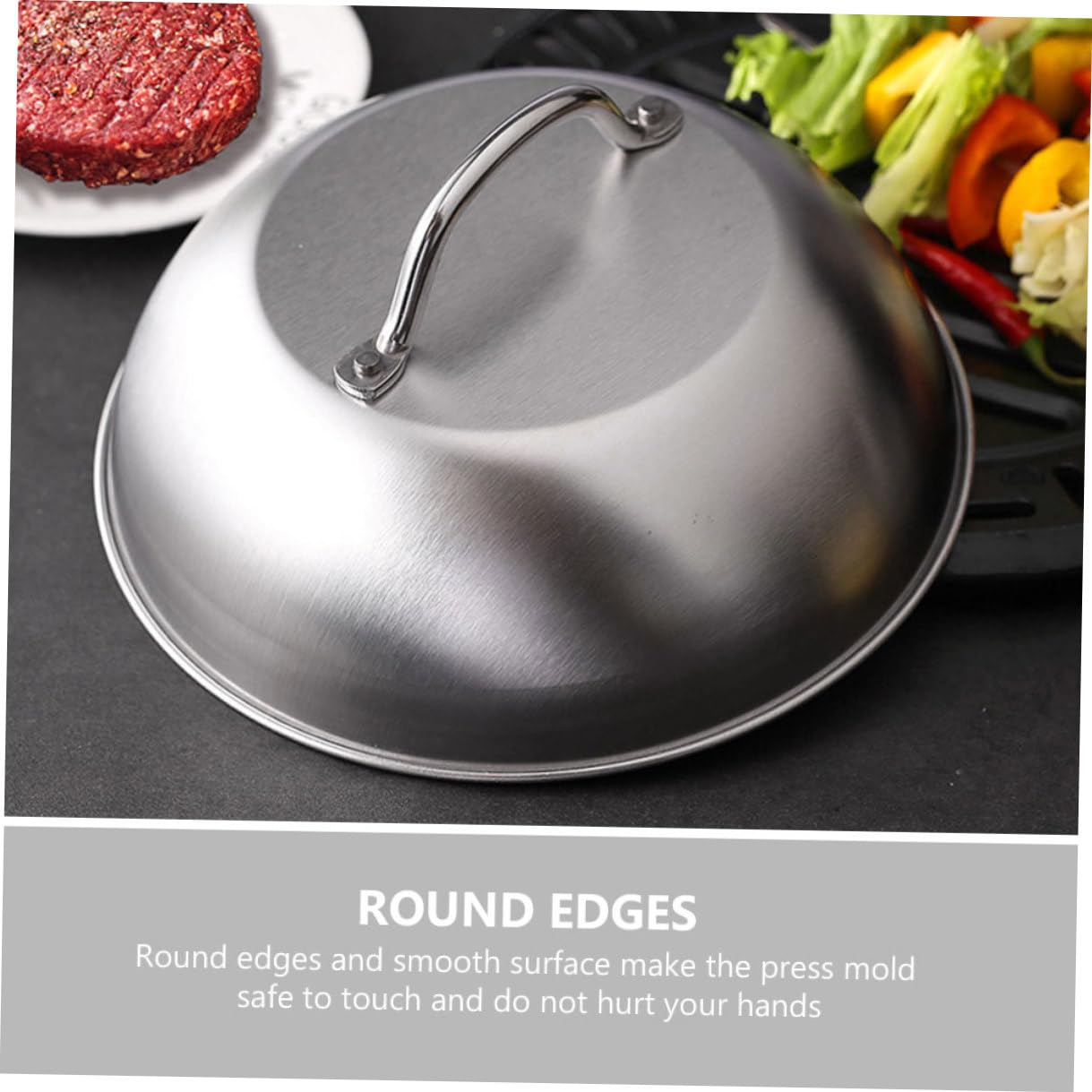 Set Presse Hamburger INOX avec Manche Ergonomique Outil Cuisine pour Burger Maison Moule à Steak Haché pour BBQ et DIY Facile à Nettoyer et Utiliser
