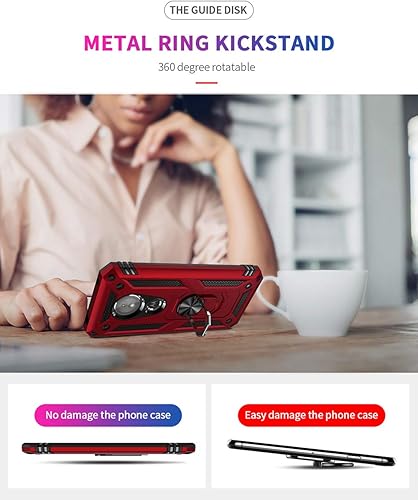 Miniatura 8 de Funda de grado militar para Motorola Moto E5, funda de juego para Moto G6 360 de metal giratorio con anillo soporte magnético para montaje en