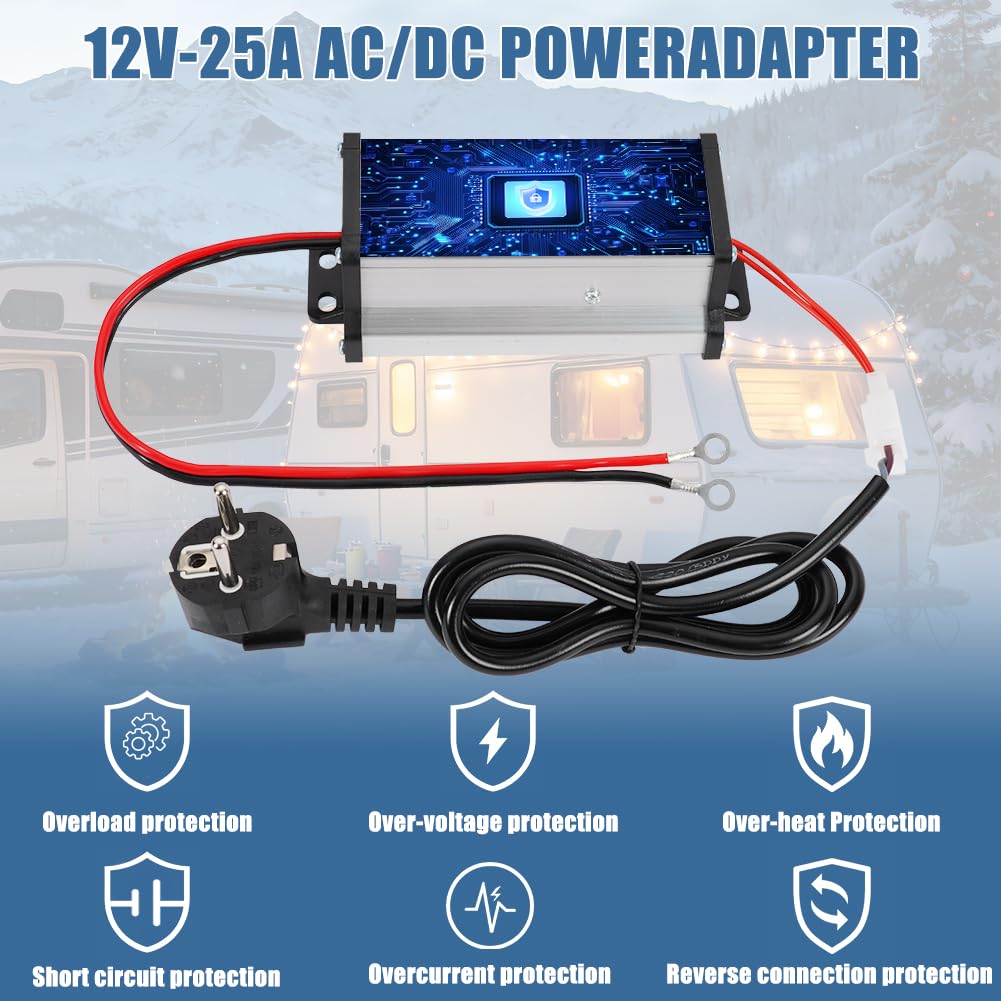 Adaptateur d'alimentation 230 V à 12 V Transformateur, Transformateur pour Chauffage Diesel 5kW/8kW, Convertisseur de Tension, Transfo AC à DC 200W pour Caravane, Camping-Car, Garage