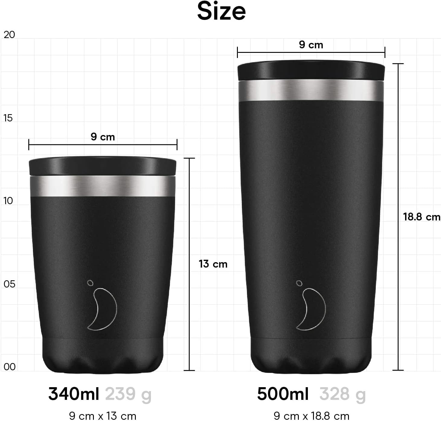 Chilly’s Insulated Coffee Cup Double Walled Coffee Cups with Lids Stainless Steel 340ml