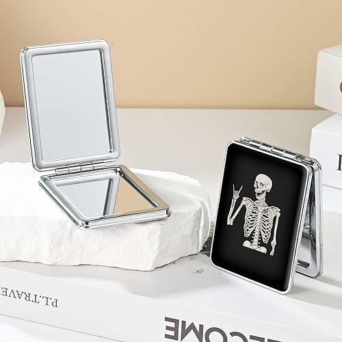 Miniatura 79 de Espejo de bolsillo, pequeño espejo de viaje con aumento, espejo cosmético portátil de doble cara con aumento para uso diario (mármol azul)