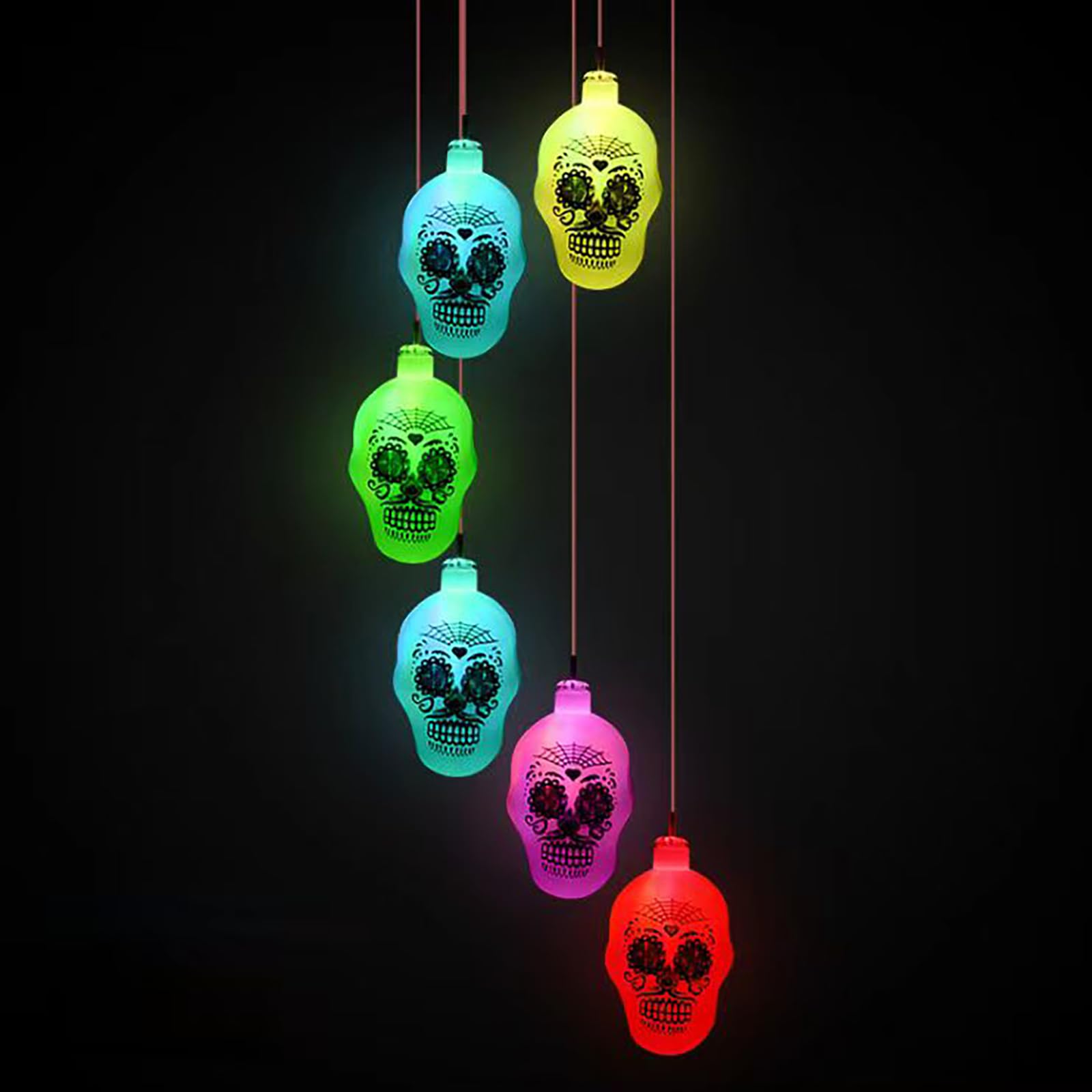 HFHungkeong LED colorful solar wind chime light solar outdoor hanging wind chime garden light romantic decoration suitable for courtyard pavilion aisle camping party decoration （White Skull）
