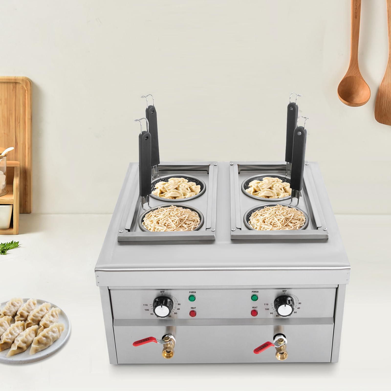 Comoda macchina per la pasta, fornello elettrico di lusso con 4 scomparti, per la produzione di tutti i tipi di pasta, spaghetti, verdure bollite, spaghetti di riso, gnocchi, zuppe, polpette