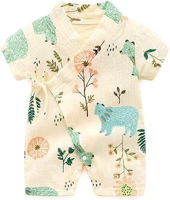 Kimono Robe Newborn Cotton Yarn Robe Baby Romper Infant Japanese Pajamas...
