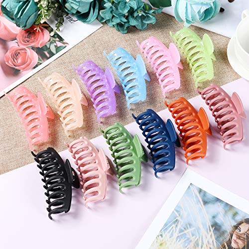 12 Pcs Hair Clips Large Hair Claw Clips Banana Hair Clips Pins French Elegant Non-slip Hair Barrette Fashion Hair Accessories Hair Jaw Clamp for Women Girls Thin Thick Hair Curly Straight Long Hair