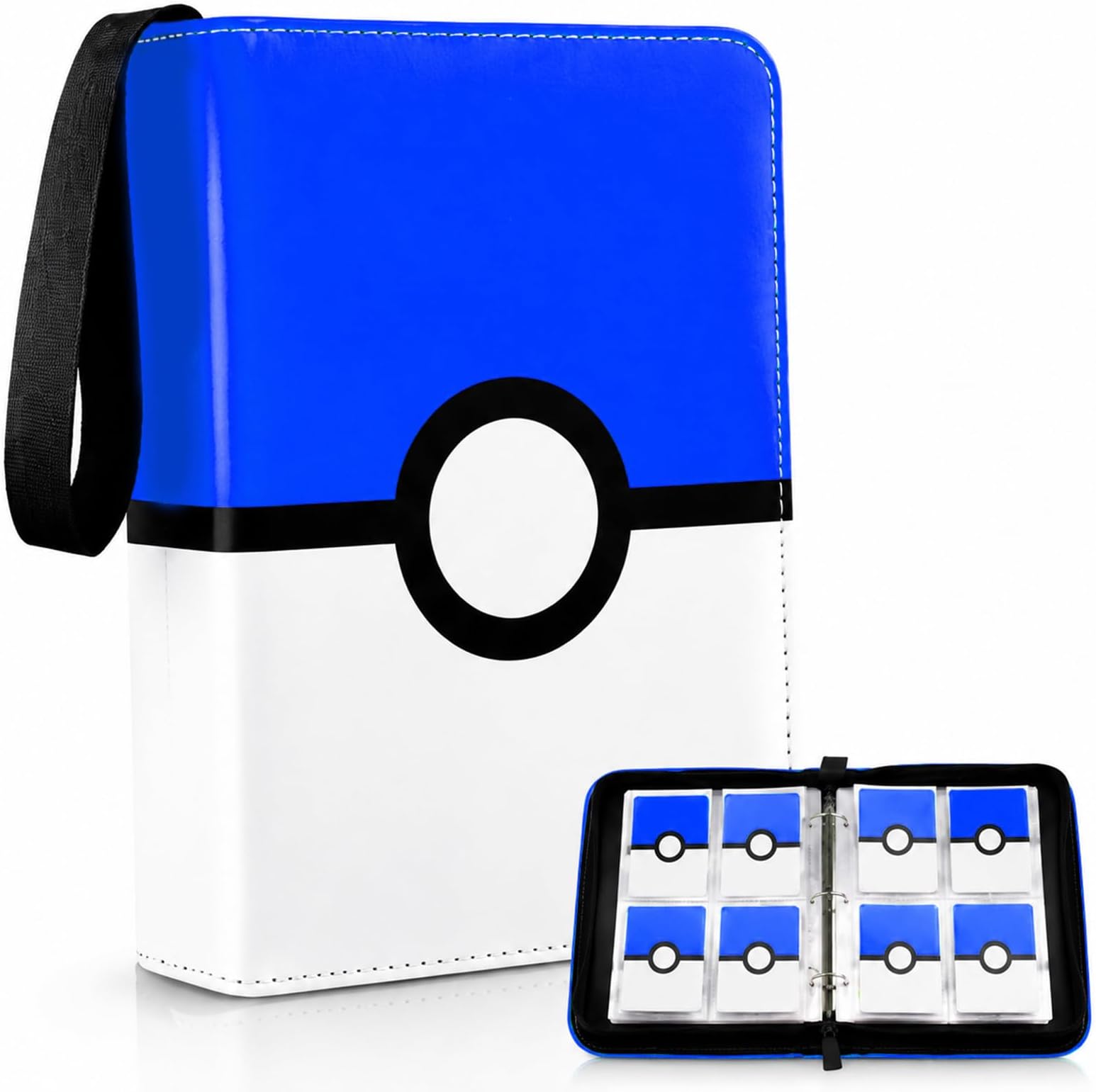 400 - Pockets Trading Card Binder with Removable 50 Sleeves, Card Collector Album with Zipper, Portable Card Holder Book Fits Sports Card, Game Card - Blue