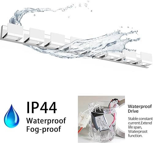 Miniatura 6 de Tipace 8 luces LED modernas cromadas para tocador de baño, iluminación de pared arriba y abajo, lámparas LED de baño sobre espejo (luz blanca 6000 K)