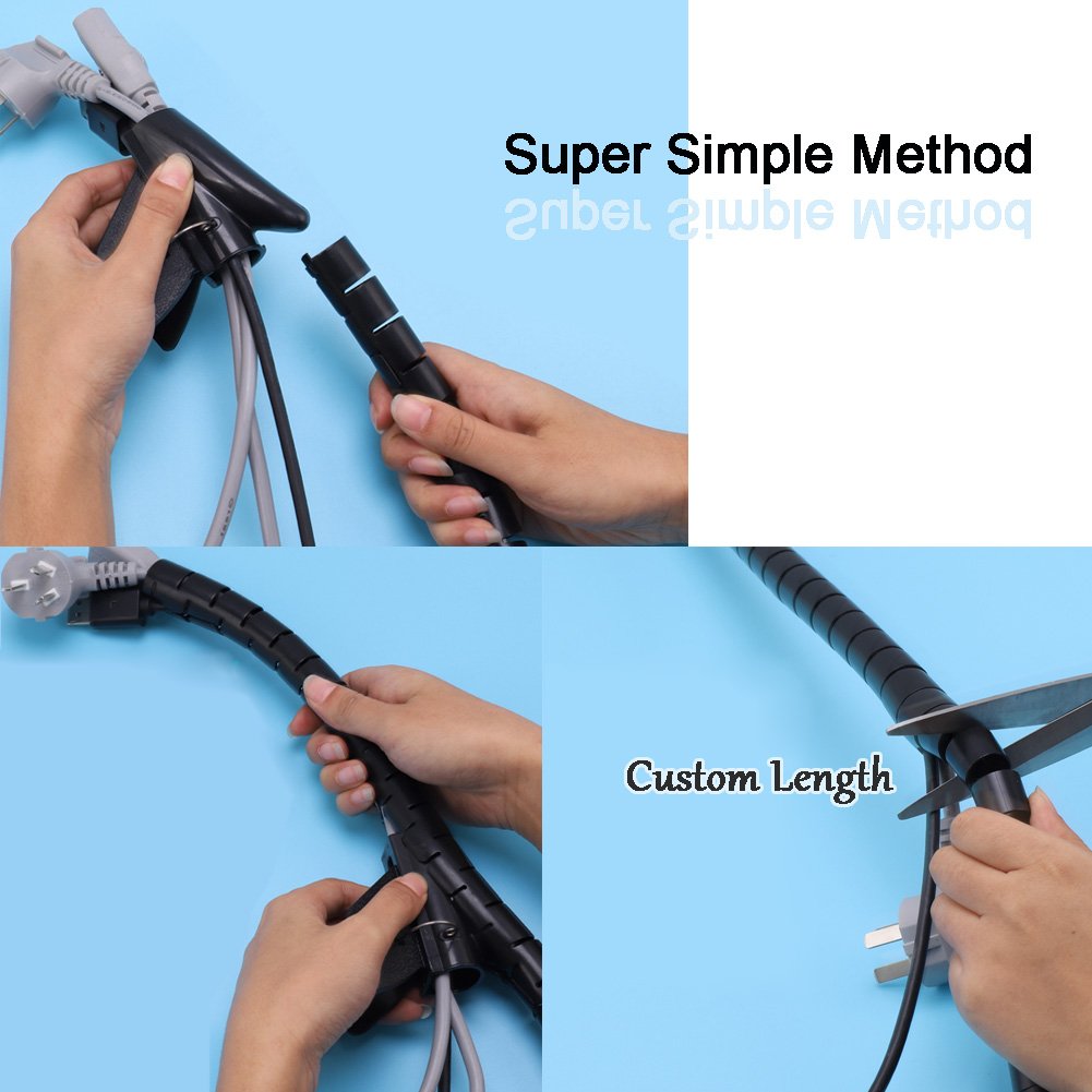 Organizador de Cables para Ordenadores, TV, Escritorio, Cable EZ, Flexible, Ampliable, para el hogar y la Oficina, con Herramienta de Clip
