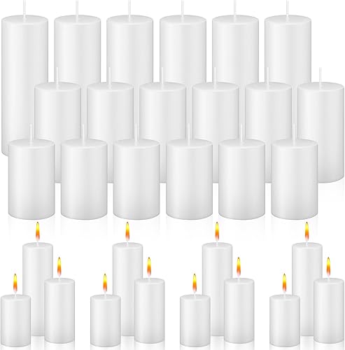 MTLEE 18 velas de pilar de larga combustión, velas a granel sin perfume para bodas, iglesia, fiesta, spa, farol, chimenea, restaurantes, decoración