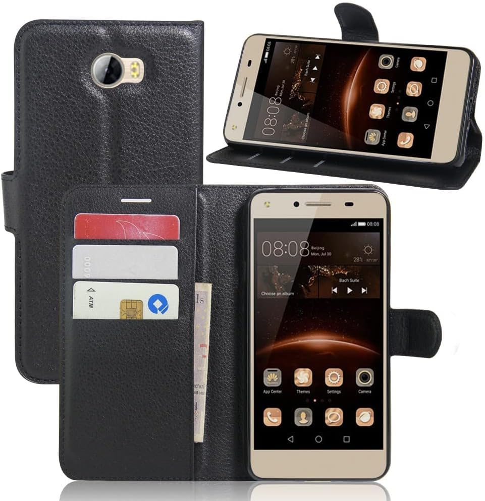 compatible Para HUAWEI Y5 2 II Y5II Y52 (CUN-L21 CUN-U29 CUN-L01) Cobertura Protección stuche CUBIERTA STAND BOOK gel tpu PROTECCION MONEDERO Porta tarjeta INTERNO marrón