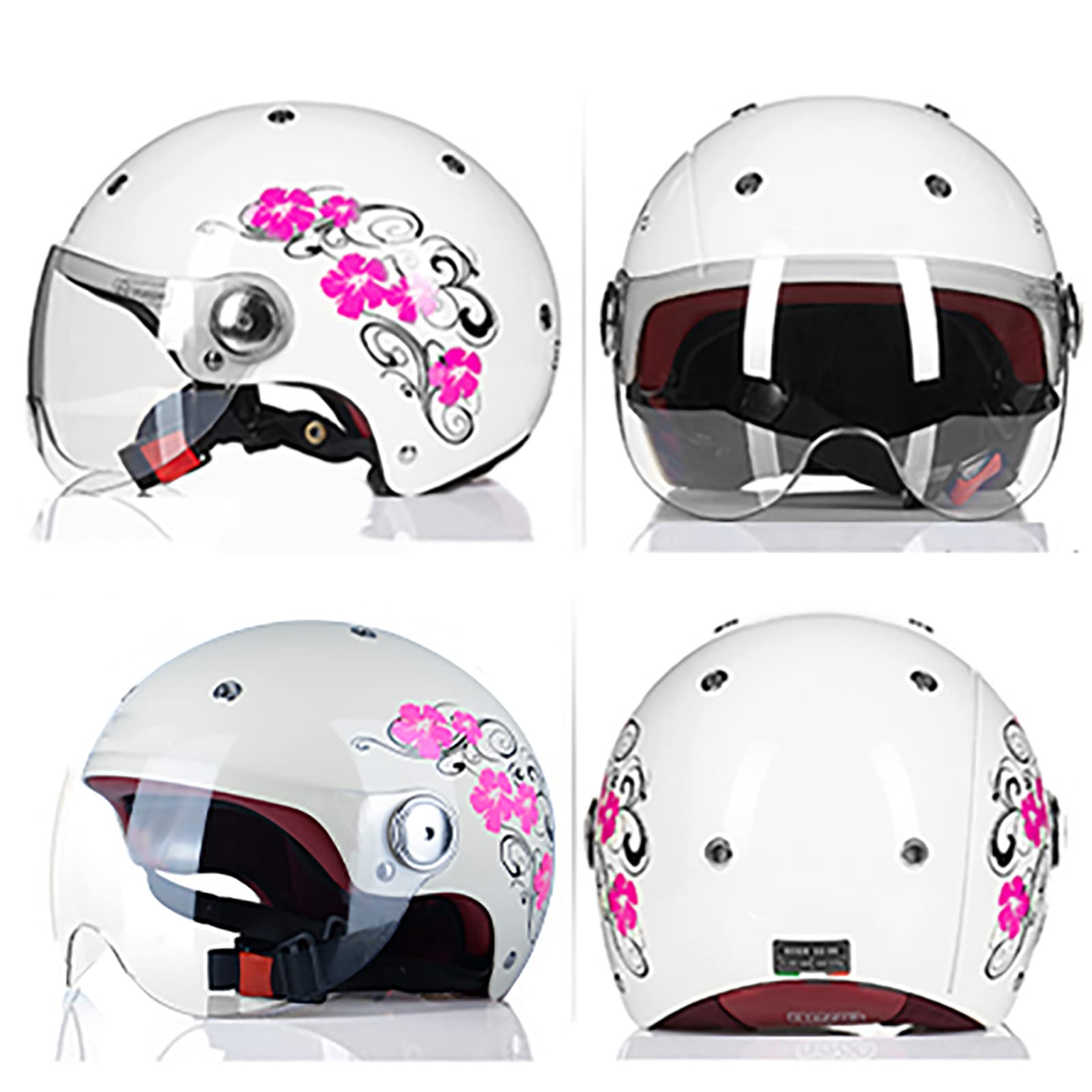 JATIBOSH Segura Y Práctica Motocicleta Casco Half-Helmet, Cuatro Estaciones Motocicleta Casco, Resistencia Al Calor Jet Ciclomotor Abierto Cascos, Jóvenes Hombres Mujeres Certificación ECE