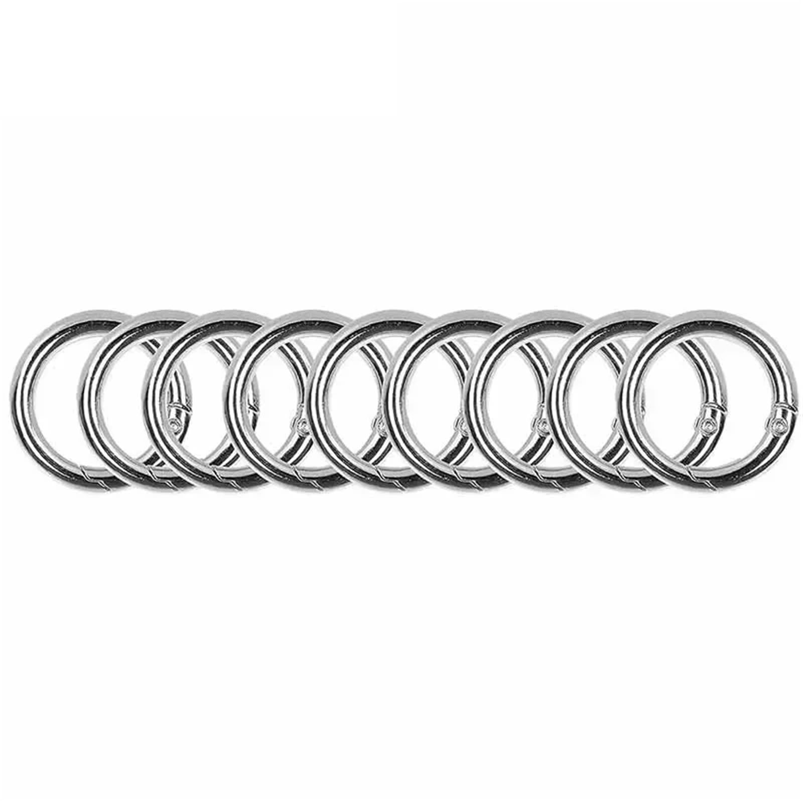 20pcs Metal O Ring Spring Clasps for DIY Jewelry Openable Round Carabiner Keychain Bag Clips Hook Dog Chain Buckles Connector for Keyrings,Wallets(Silver,26mm)