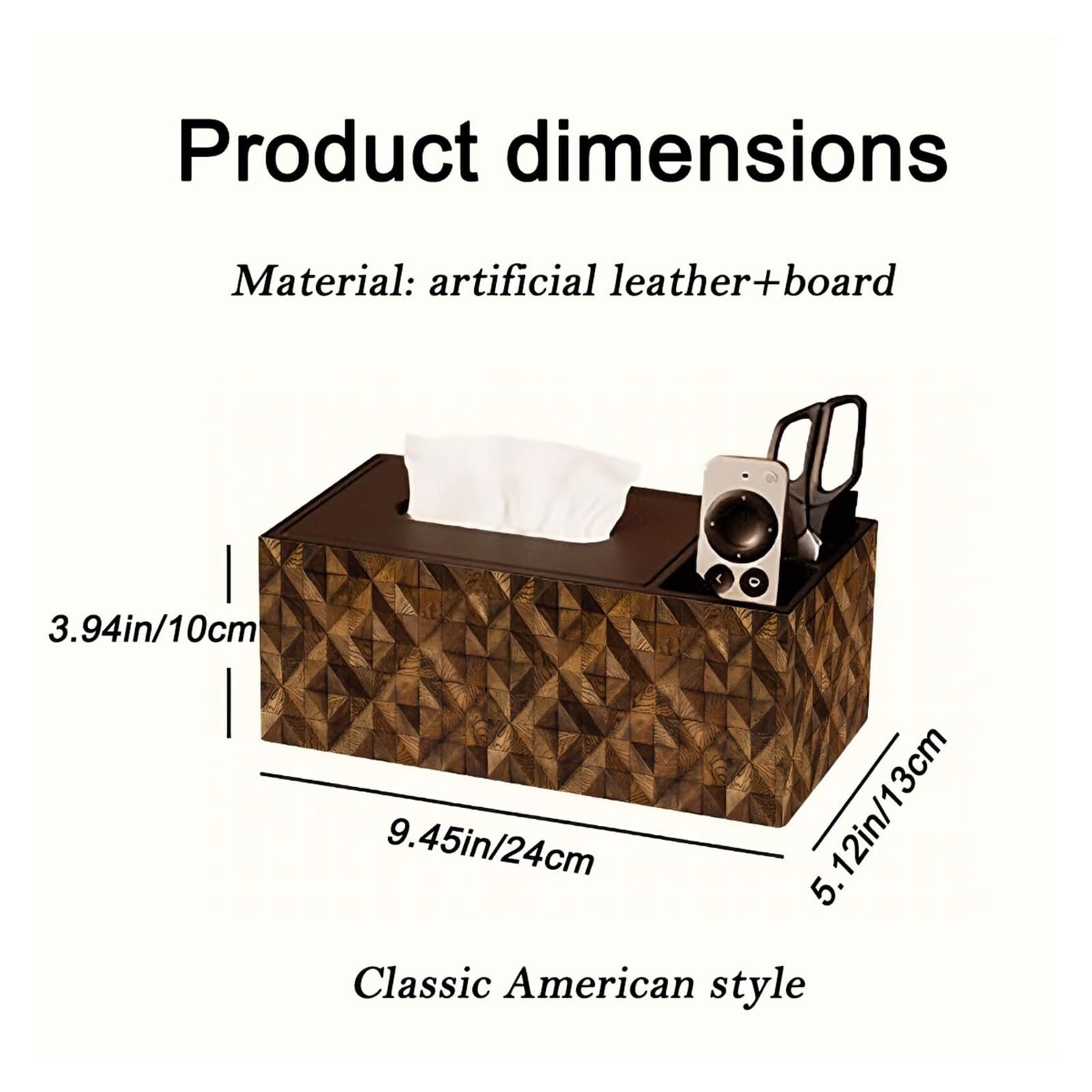 Kosmetiktuch-Spenderbox Amerikanischer Taschentuchbox-Halter, Wohnzimmer-Nachttisch aus Holz und Leder Must-Haves für die Wohnung(Single Grid)
