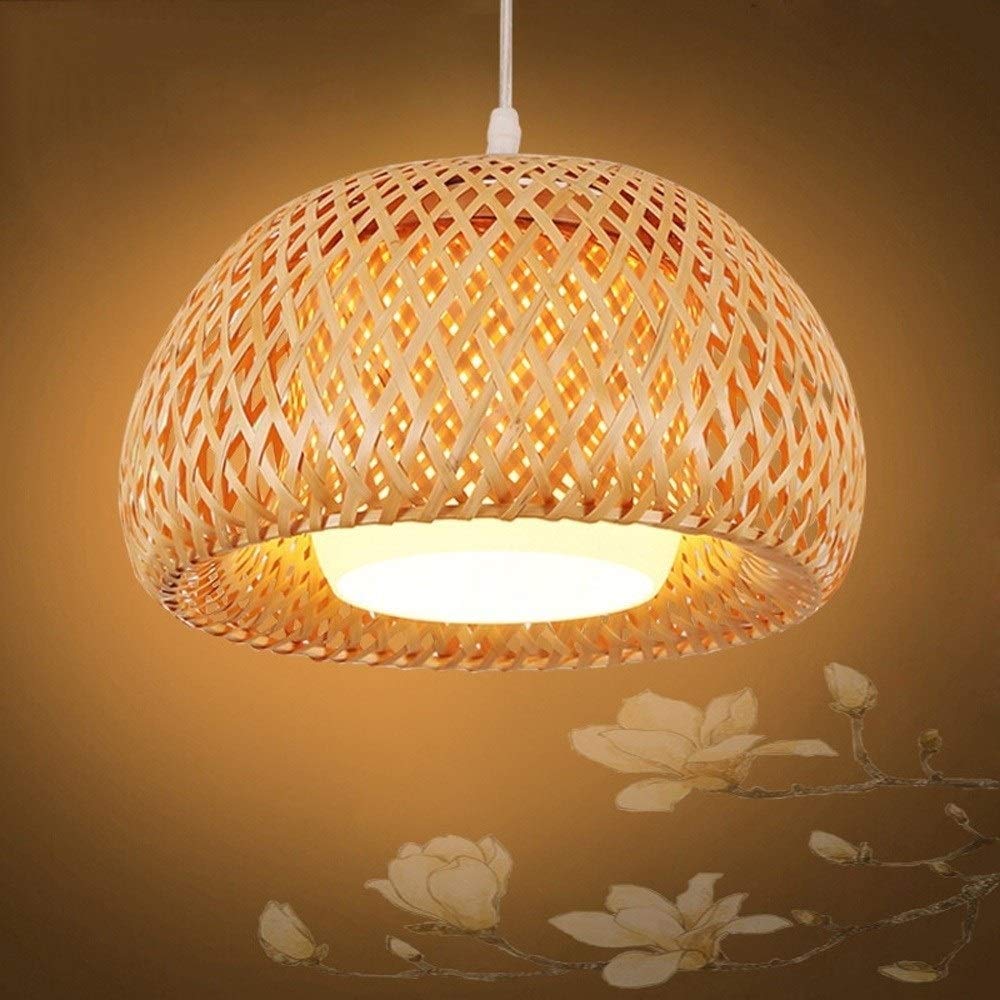 Lámpara de bambú hecha a mano para el techo de tu comedor elegante con casquillo E27 8